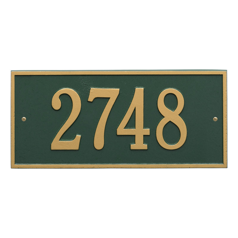 Hartford 1-Line Wall Address Plaque, Green and Gold, Yes