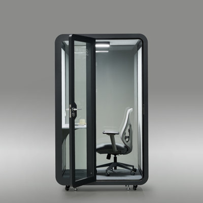 Large Single Person Black Office Sound Pod Modular Meeting Booth