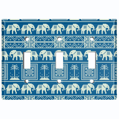 Plaque murale rétro blanche à motif d'éléphants à 3 bandes