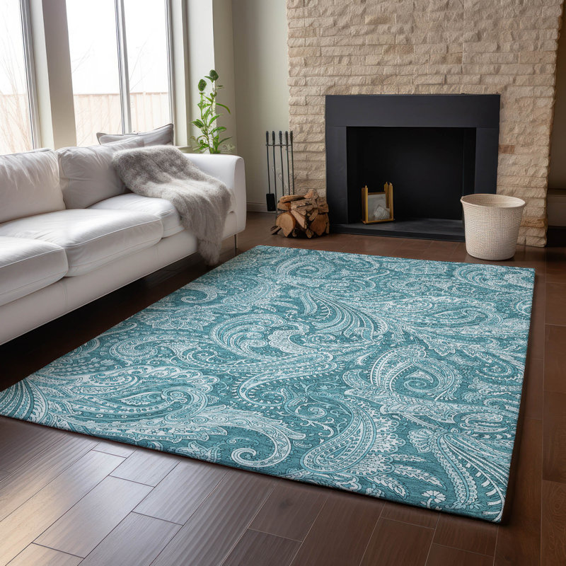 Tapis turquoise de qualité supérieure lavable à la machine, Tapis de couloir 2 pi 3 po x 7 pi 6 po