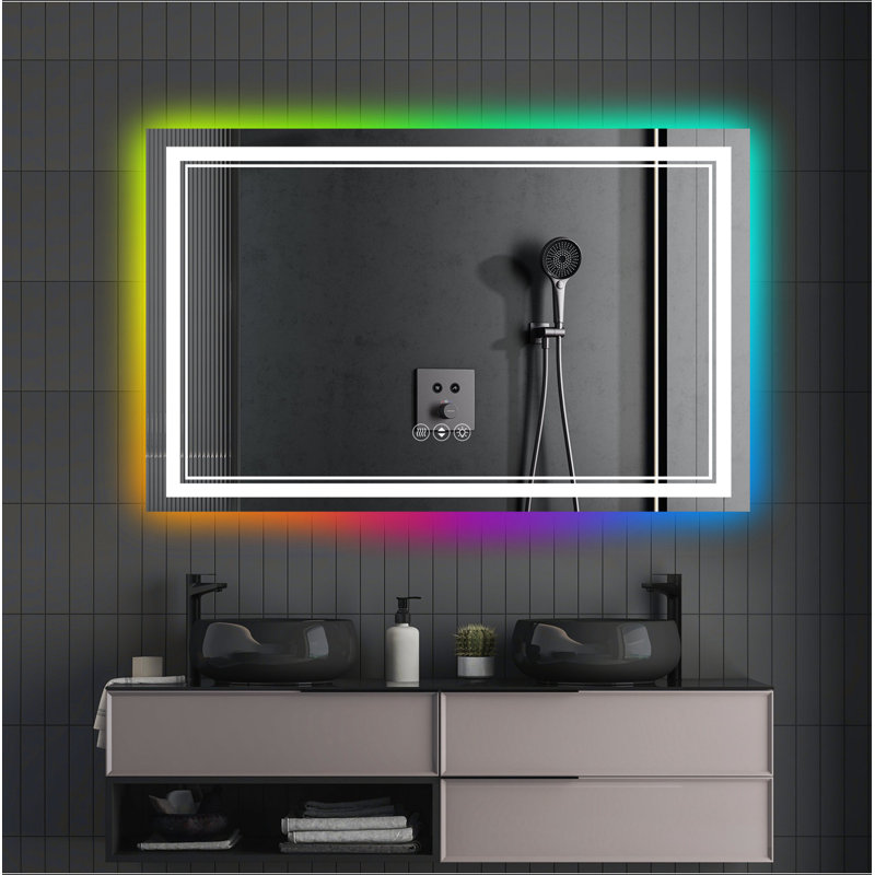 Miroir de salle de bain sans cadre à DEL, miroir intelligent