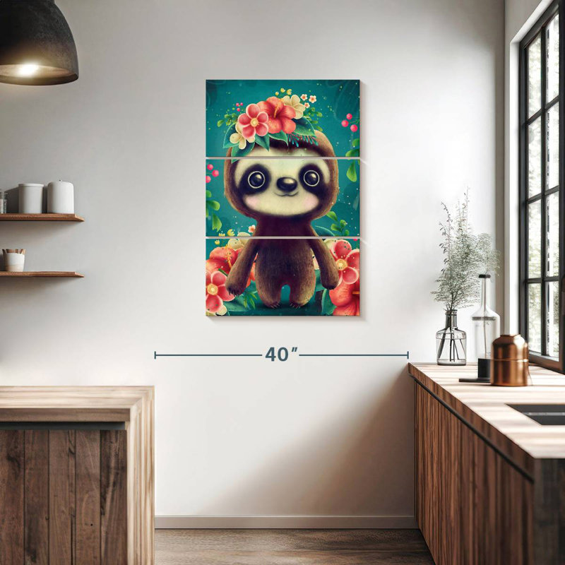 Brampt Floral Sloth, 38" H x 24" W