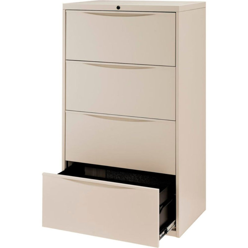 Putty Steel 4-Drawer Lockable Lateral File Cabinet