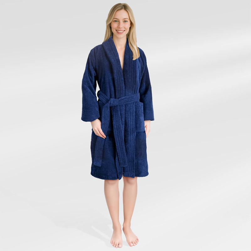 Peignoirs 100% coton turc, robes de chambre légères et absorbantes, Marine, 3TG