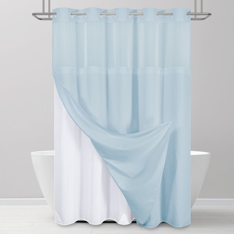 Rideau de douche Waffle, H 75 po x l 72 po, Bleu brouillard