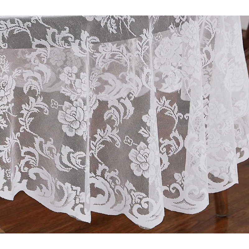 Keilly Round Floral Wedding Lace Tablecloth, White, 36" Round