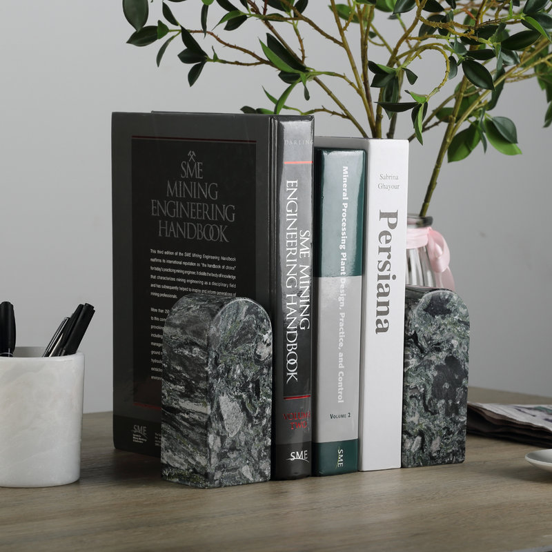 Serre-livres en marbre (ensemble de 2), H 2,3 po x l 2,54 po x P 5,66 po, Vert / noir