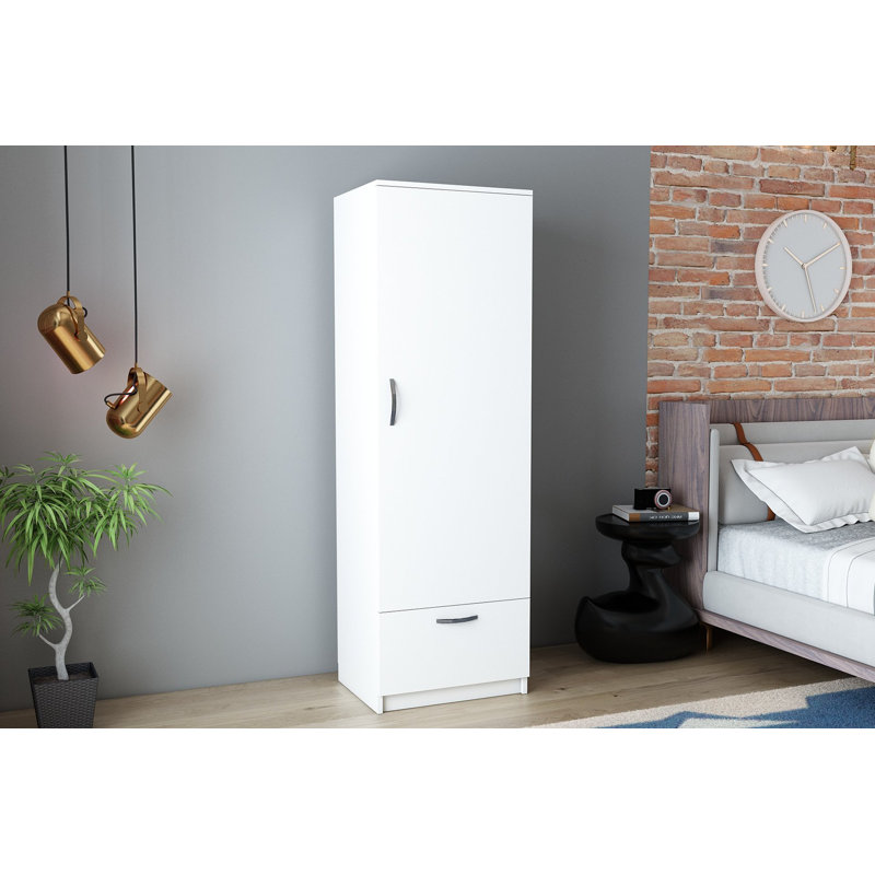 Harelda 1 Door Manufactured Wood Wardrobe, White