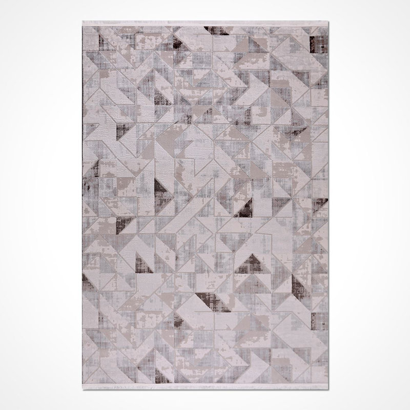 Tapis moderne / abstrait beige lavable à la machine antidérapant, Rectangle de 2 pi 7 po x 5 pi