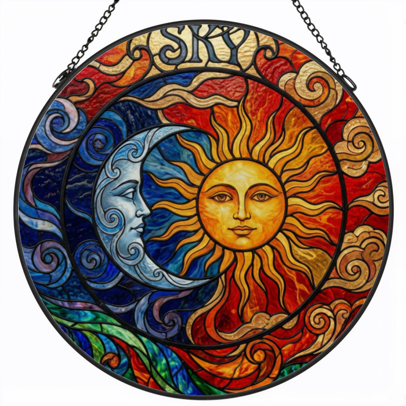 Vitrail 12 "H Sun Moon, 12" H x 12" W