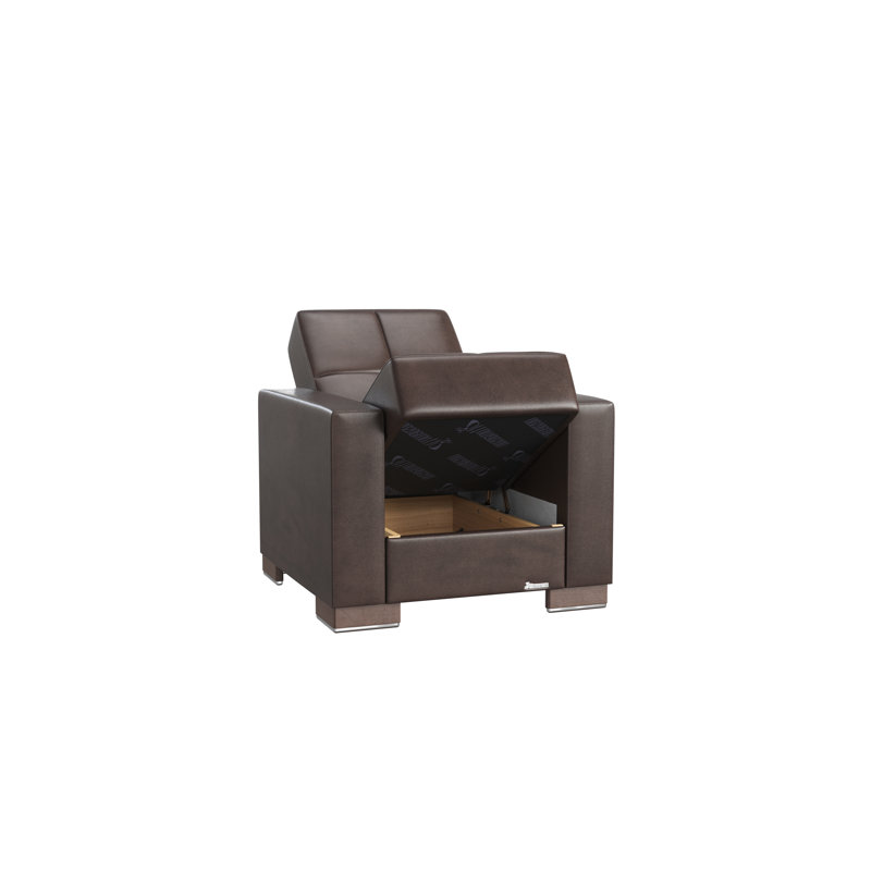 Fauteuil convertible en cuir Vegan, Brun