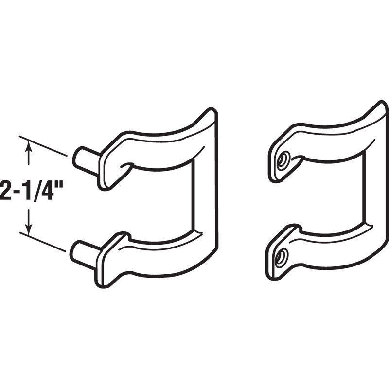 Diecast Shower Door Handle Set for Shower Doors or Tub Enclosure, 2–1/4” Hole Center, Chrome (1 Set)