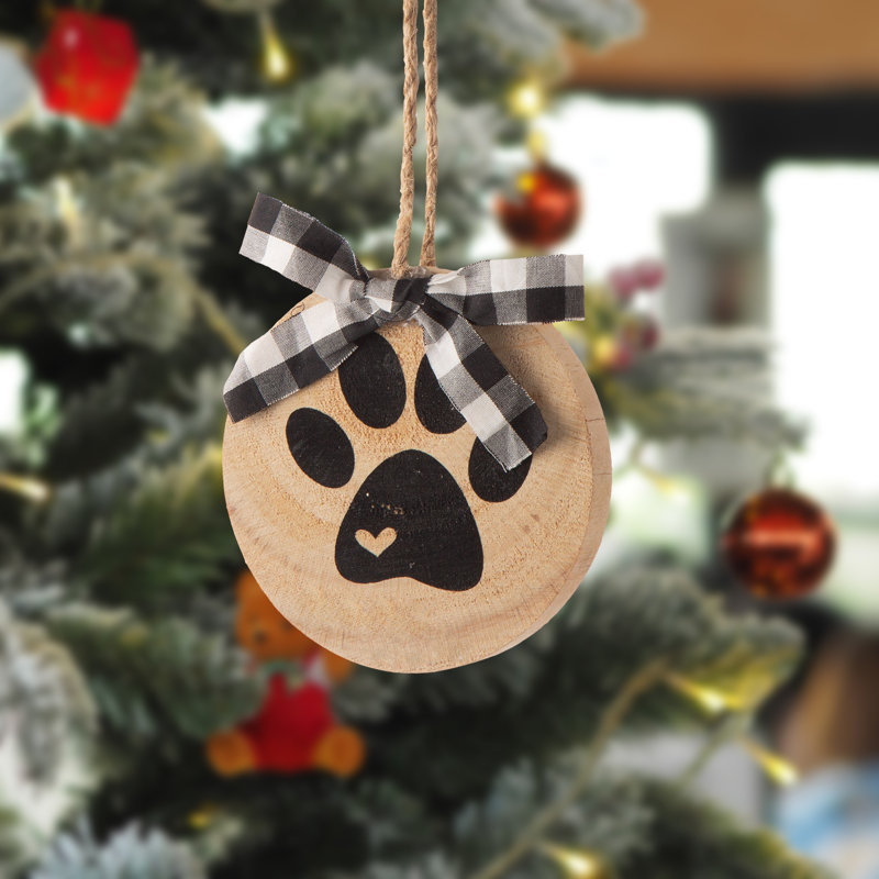 Ornement boule de noël en bois