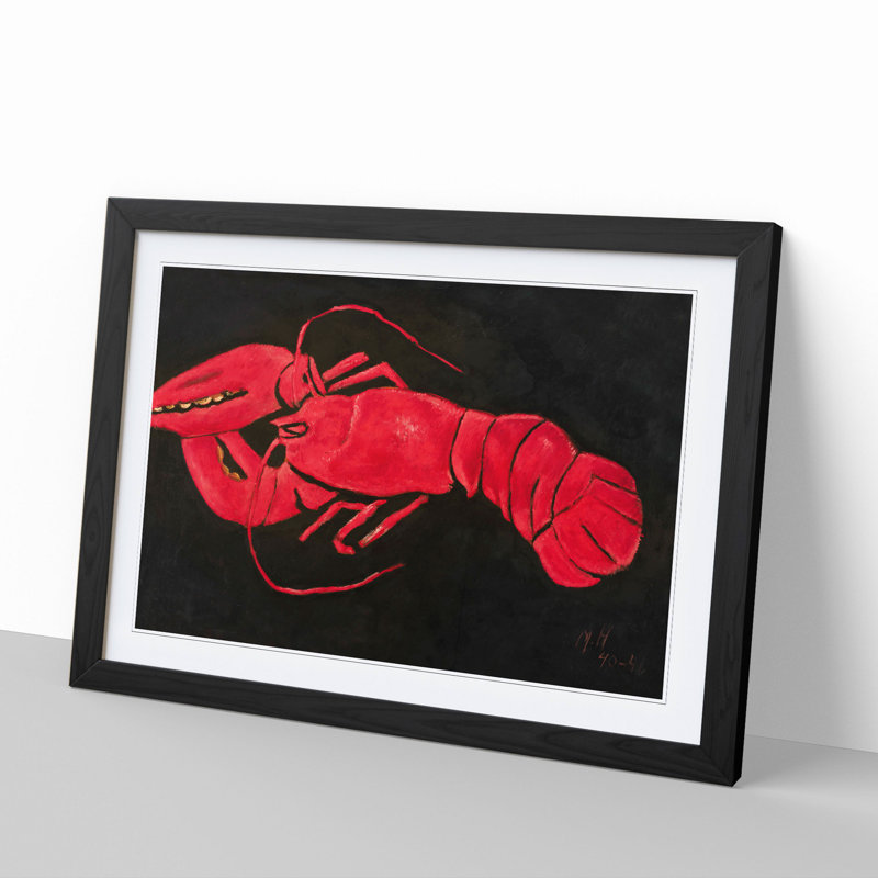 Lobster on Black by Marsden Hartley - Picture Frame Painting, Black Framed, 48cm H x 65cm W x 2cm D