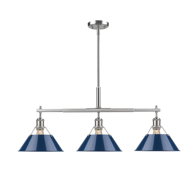 Bisto 3 - Light Kitchen Island Pendant, Navy Blue, Pewter