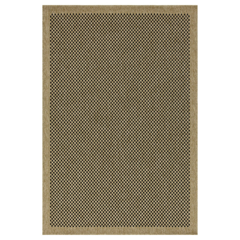 Earth GC_NTL1003 Jute/Black Indoor/Outdoor Area Rug, Rectangle 7'10" x 10'3"