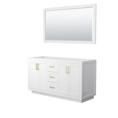 Base de meuble-lavabo double autoportante 59,25 po Miranda avec miroir 58 po Miranda