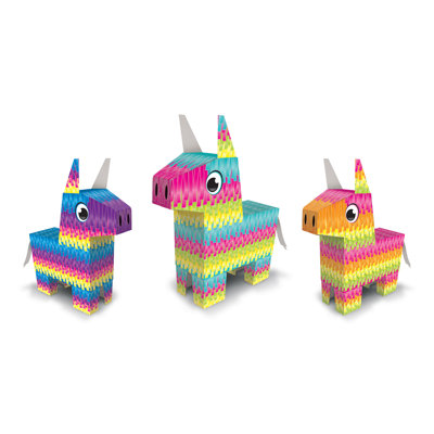 3-D Pinata Centerpieces - 2-6Â½" & 1-10Â½" - Pack of 12