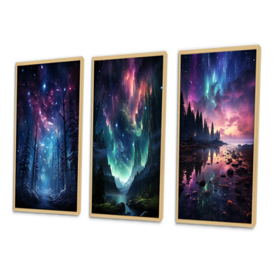 «Aurora Borealis Dancing Lights», 3 pièces sur toile