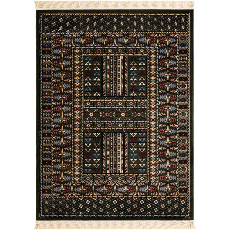 Tapis de couloir Aucun, couleur vert foncé Hufnagel, Rectangle 5 pi 3 po x 7 pi 1 po