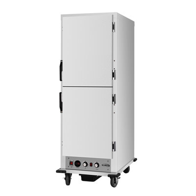 33 in. Commercial Insulated Heated Holding/Proofing Cabinet with 36-Pan Capacity and Solid Dutch Doors in Silver (KM-CHP36-SIDD)