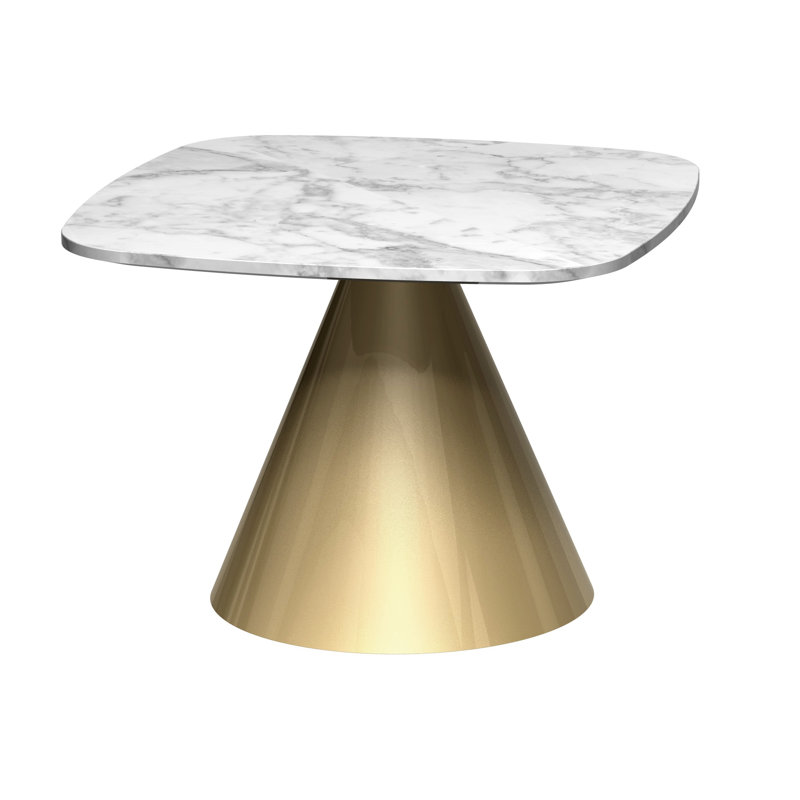 Bedminster Pedestal End Table, Brass, White