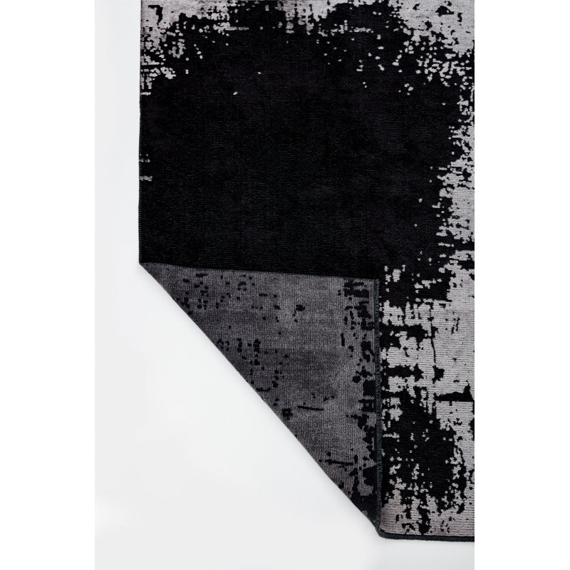 Rapture Black Gray Abstract Luxury Area Rug, Rectangle 7'10" x 9'10"