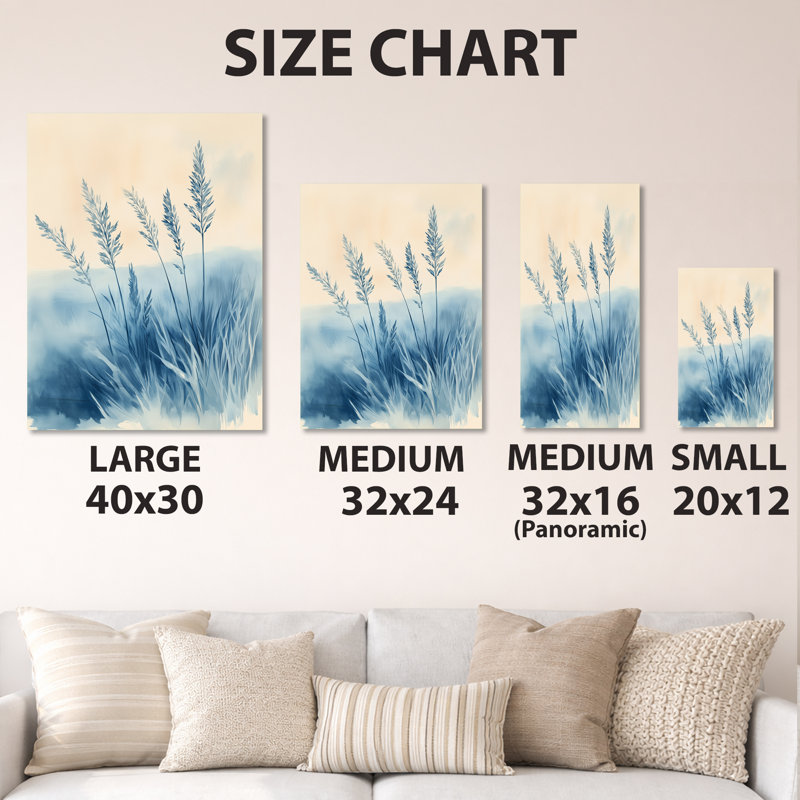 Herbe bleue à l'aube - Tableau mural Prairie, Impression sur métal, H 32 po x l 16 po
