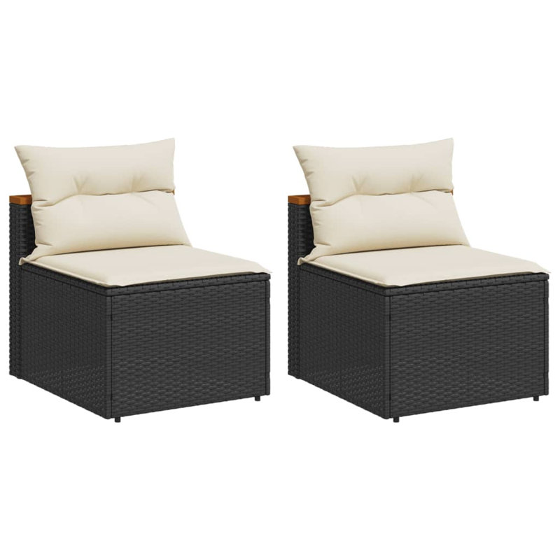 Causeuse d'extérieur avec coussins 21,3 po Sabiya, Noir / beige