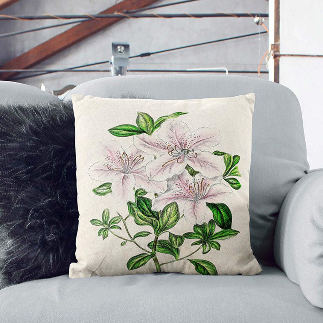 Illustration of Pink Azaleas Cushion with Filling