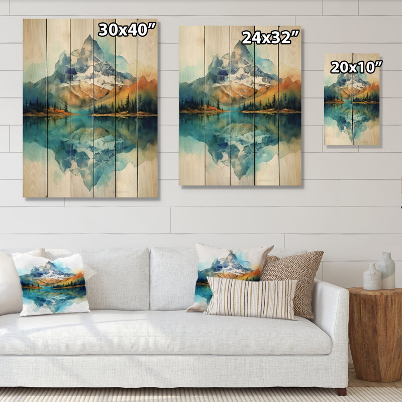 «Jazzilyn Calming Mountain Riverside III», reproduction sur bois, H 20 po x l 10 po x P 0,78 po