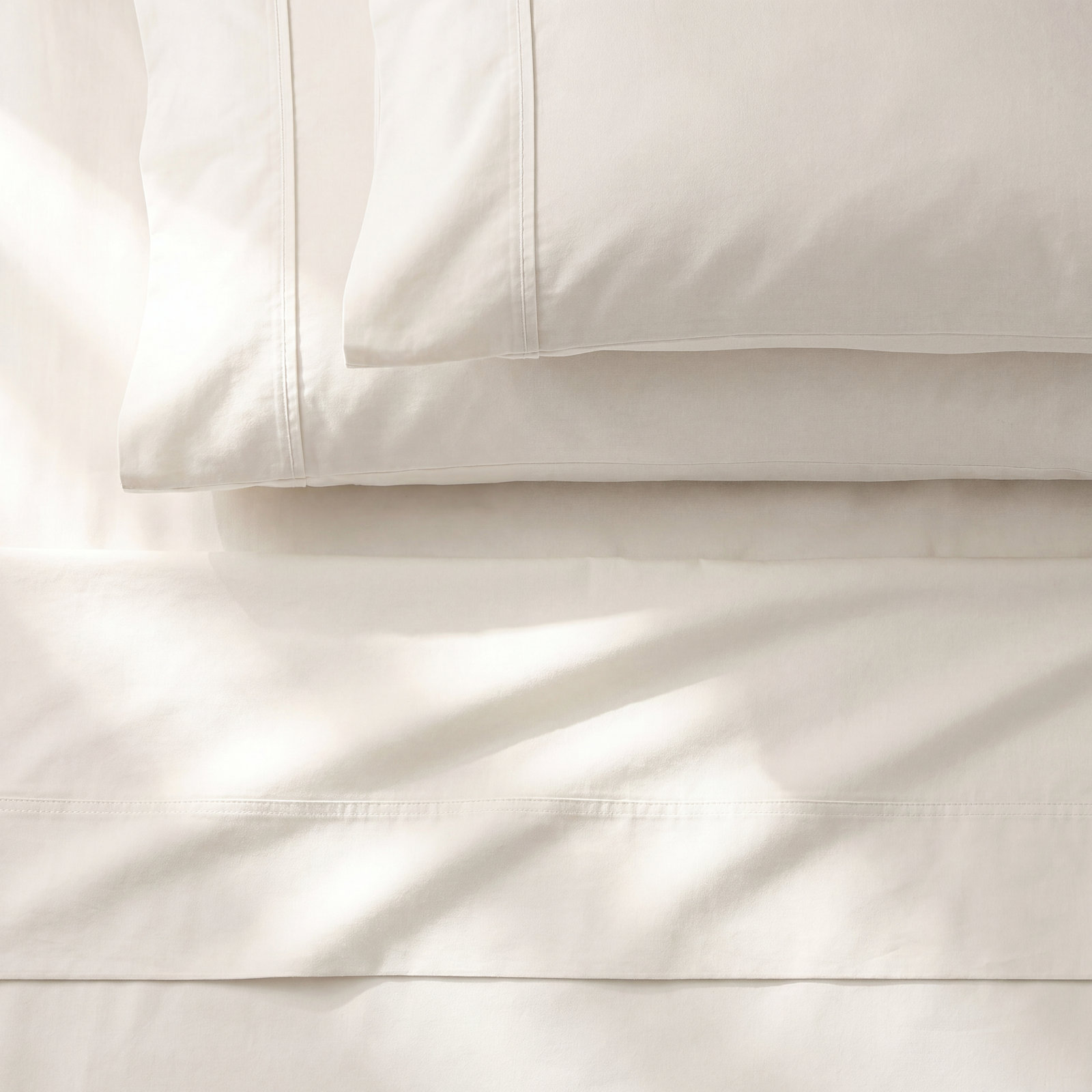 Coyer Cotton Sheet Set, White, Full Sheet Set + 1 Fitted Sheet + 2 Pillowcases