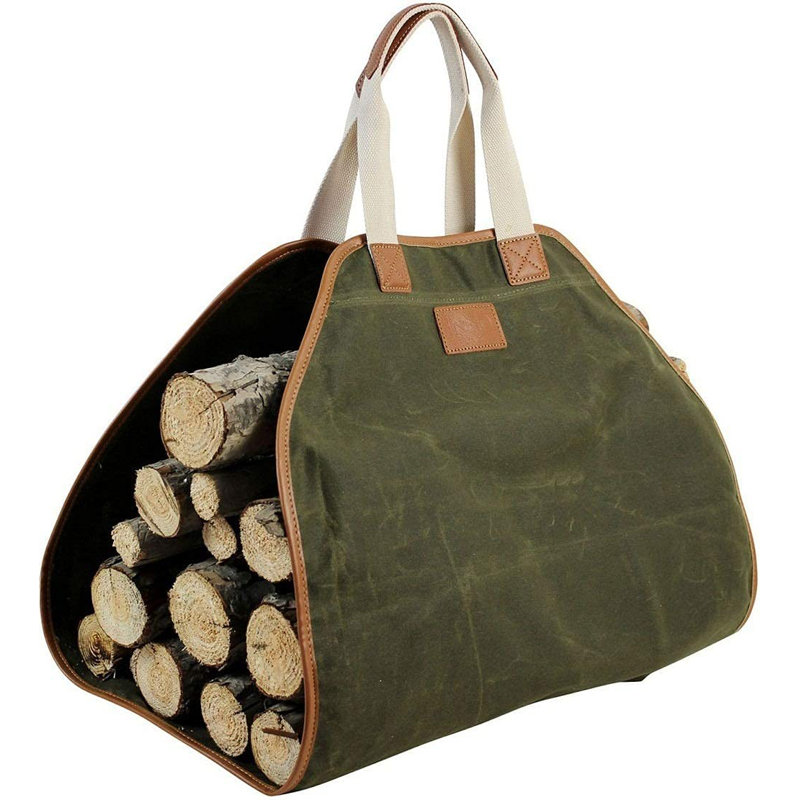 Sac de transport de bois de chauffage - Toile de bois cirée pour le bois de chauffage, sac de transport de bûches robuste comme accessoires de poêle à bois