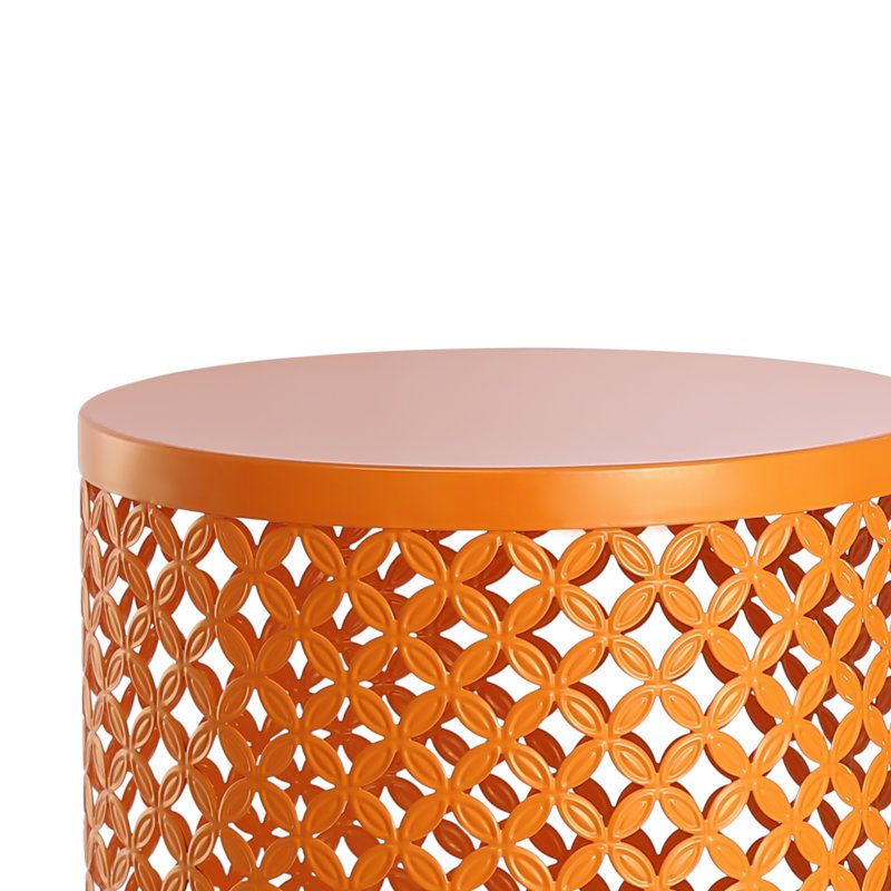 3PCS Metal Hollow-out End Table Set, Orange