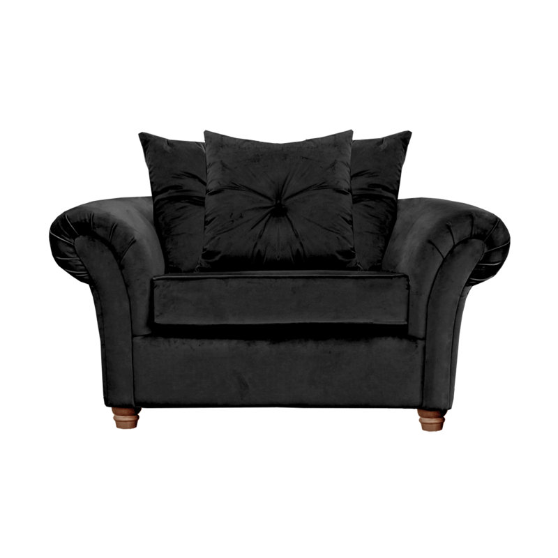Lila 135cm W Velvet Rolled Arms Loveseat, Black