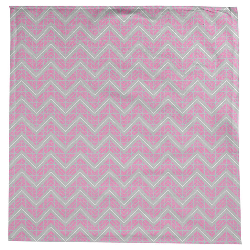 Stephenie Classic Hand Drawn Chevrons Tablecloth, Pink/Gray