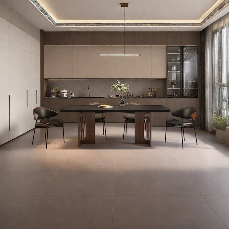 Rectangular rock slab dining table, 29.52"H x 55.11"L x 31.49"W