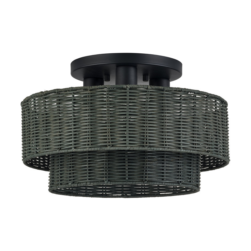 Grand semi-encastré 3 lumières Weavington, Gris, Noir mat