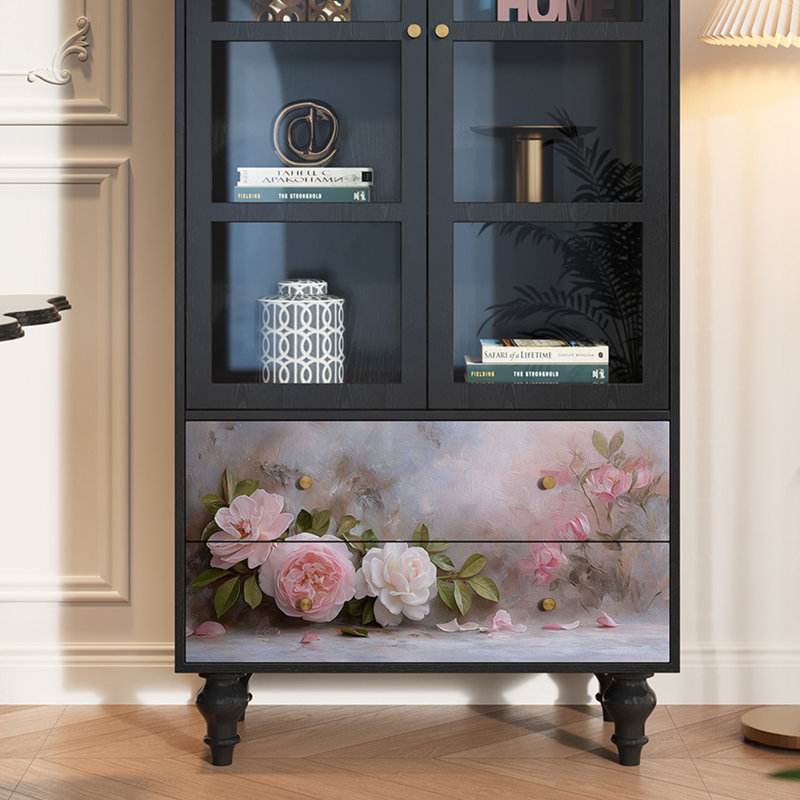 Vitrine en bois massif Floral