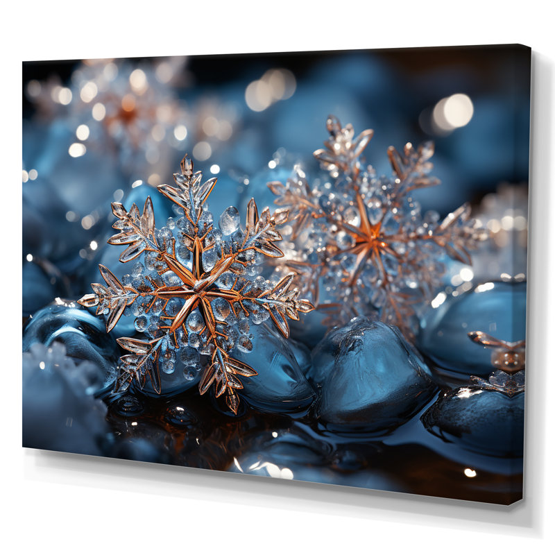 «Sunrise Snowflake Tranquility IV - Winter Landscape», art mural, Toile tendue, H 24 po x l 32 po x P 1 po