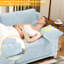 Chenille bleu ciel à trois places avec repose-pieds assortis, conception ergonomique, base en bois, placement flexible, soutien lombaire d'apparence exquise 3, sièges confortables en bois sur mesure, convenant à-303899854