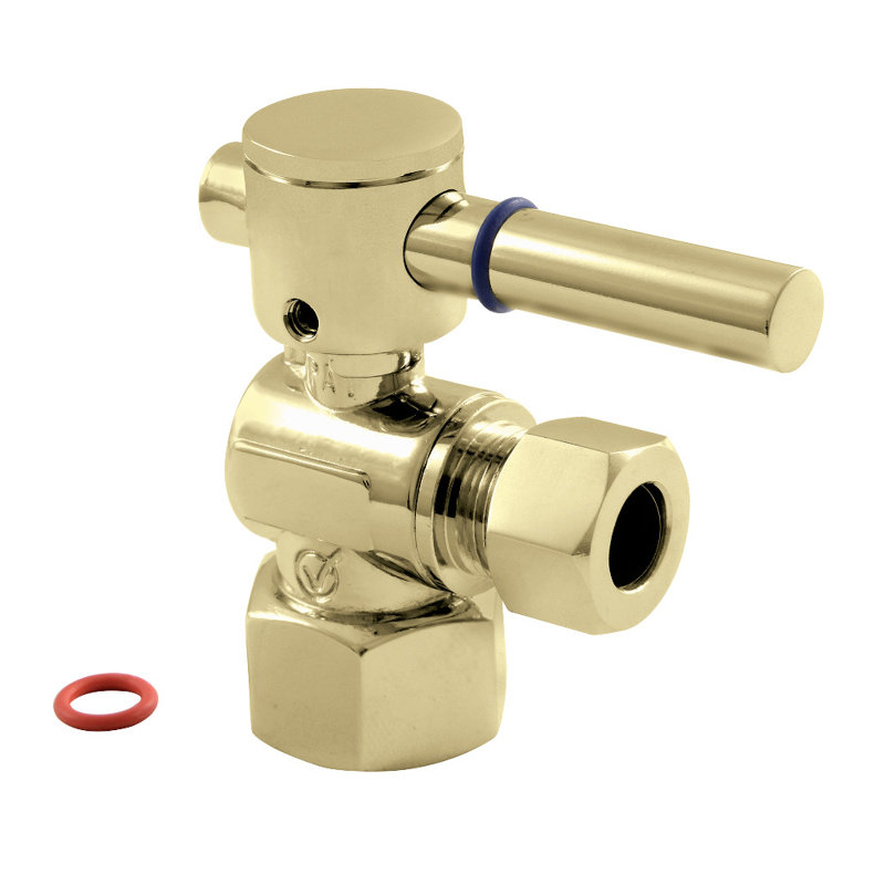 Kingston Brass Concord 1/2-Inch FIP x 3/8-Inch OD Comp Quarter-Turn Angle Stop Valve, Polished Brass