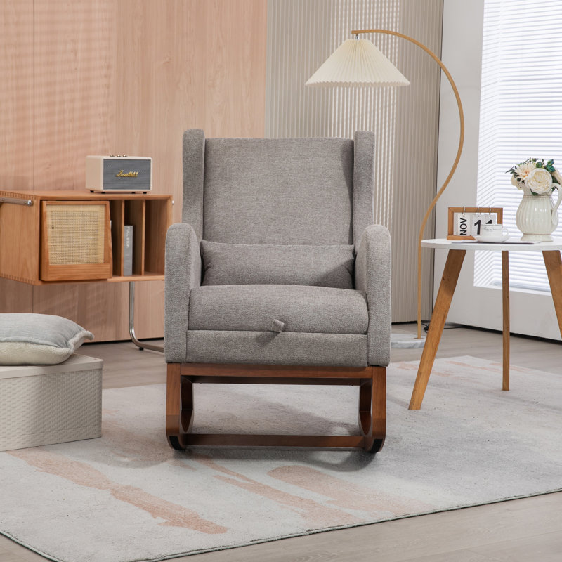 Chaise berçante Jakela, Taupe, Noyer