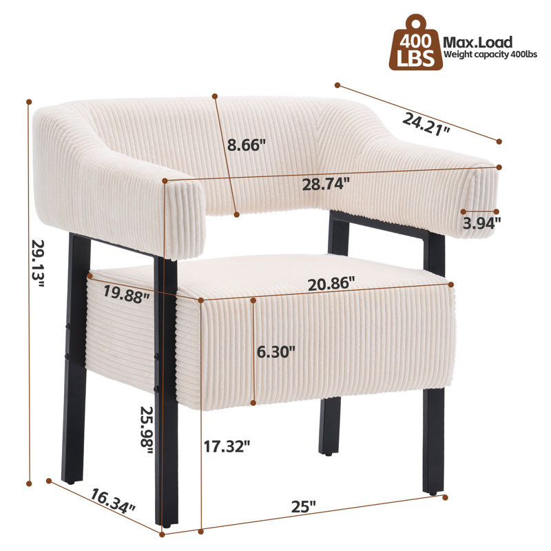 Modern Metal Frame Accent Chair Armchair For Living Room,Bedroom(Set of 4), Black, Beige