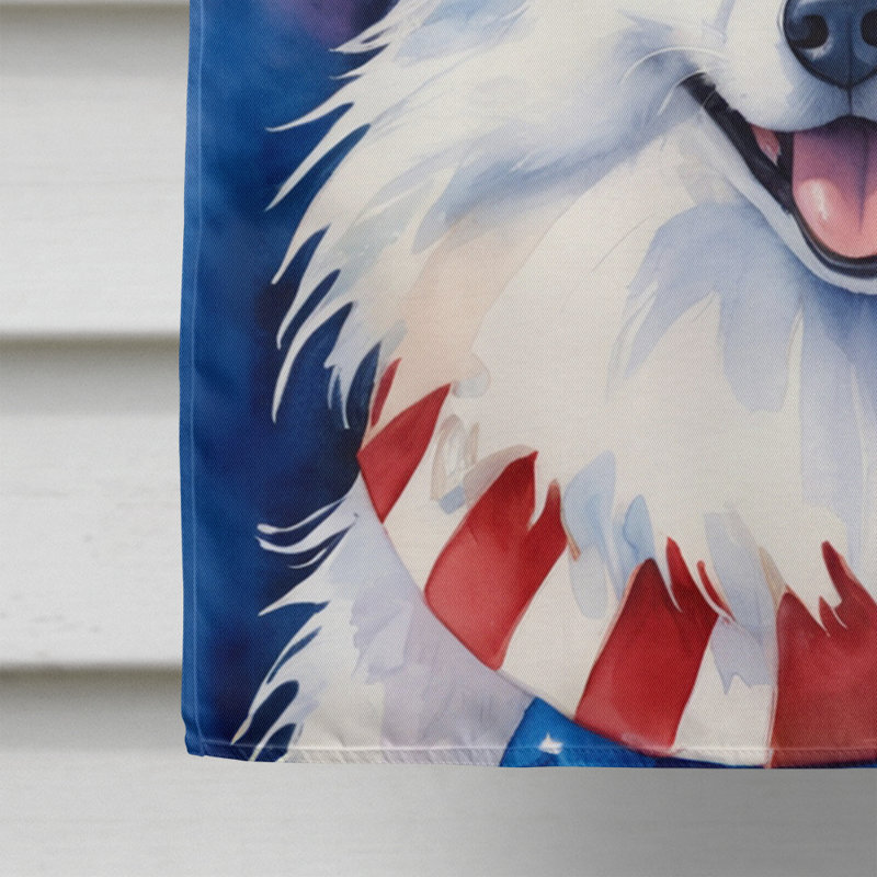 Patriotic American House Flag, American Eskimo