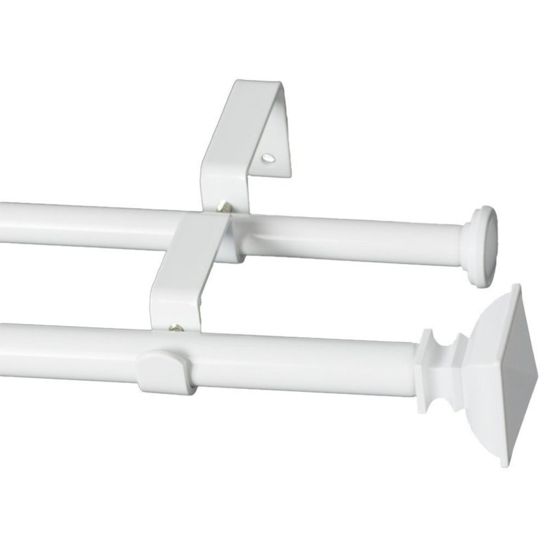 Tringle à rideaux double réglable Signorelli, H 0,63 po x l 84 po x P 0,63 po, Blanc lustré