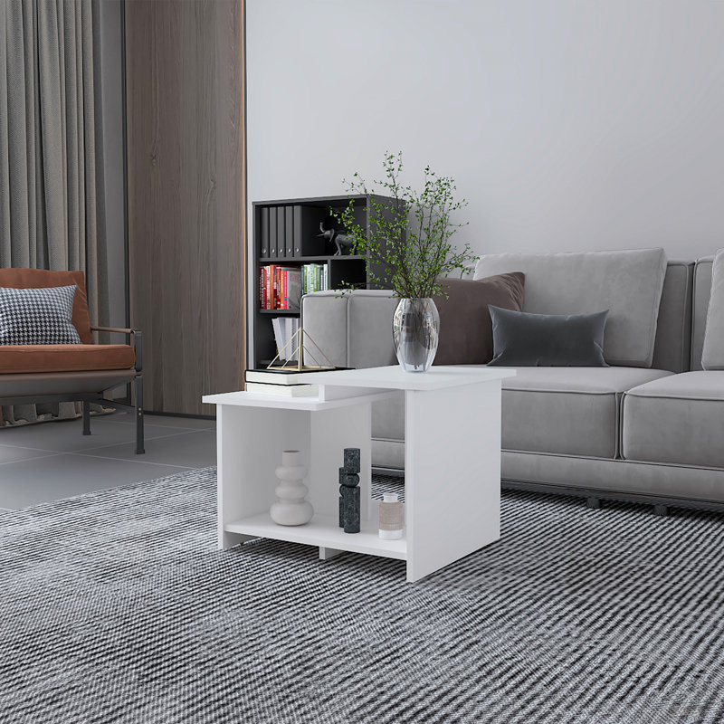 Coffee Table With Open Storage Modern Coffee Table, White
