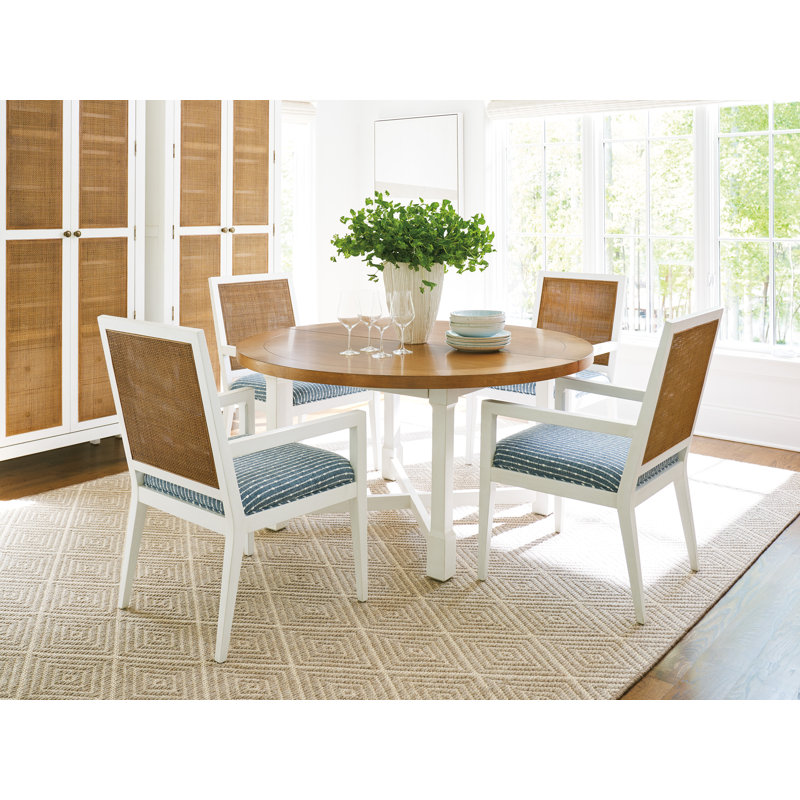 Laguna Upholstered Arm Chair, White, White/Blue