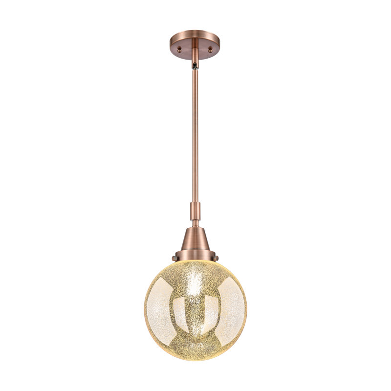 Caden Beacon 1 Light Stem Hung Mini-Pendant, 12.63" H x 8" W, Antique Copper