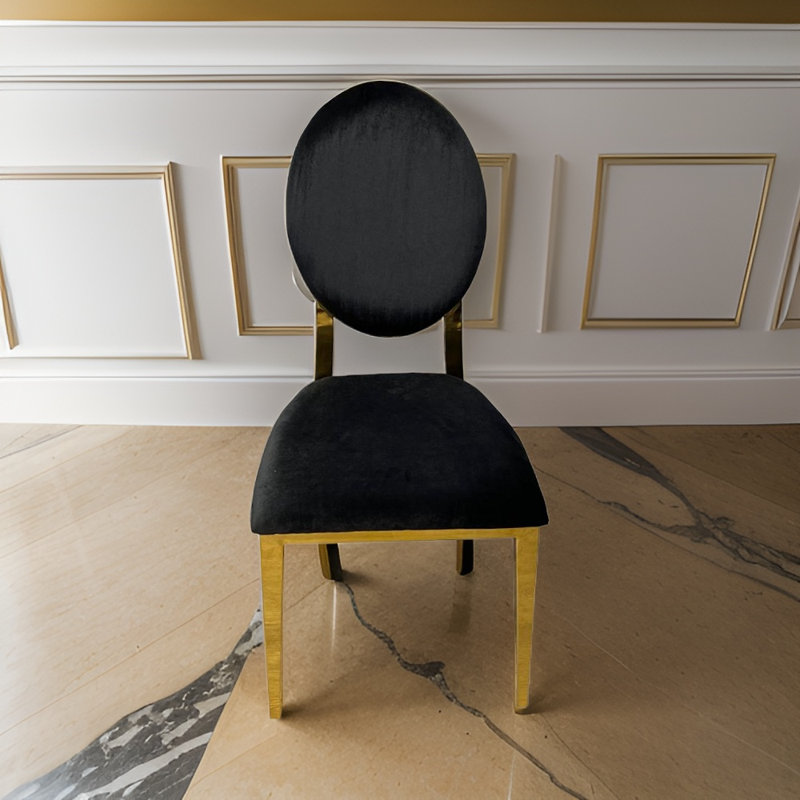 Velvet Upholstered Metal Parsons Chair